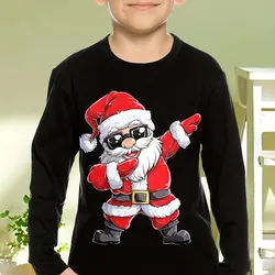 Christmas Children's Clothing Boys Tshirt Long Sleeve Creative 3D Xmas Print Kids Spring Fall Clothes Casual O-Neck Girl Clothes