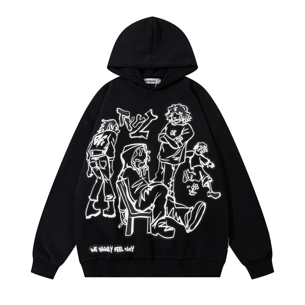 Y2k Streetwear rosa Hoodie Sweatshirt lustige Cartoon Grafik Hoodie Herbst Harajuku Anime Kapuze Pullover Hip Hop Hoodie