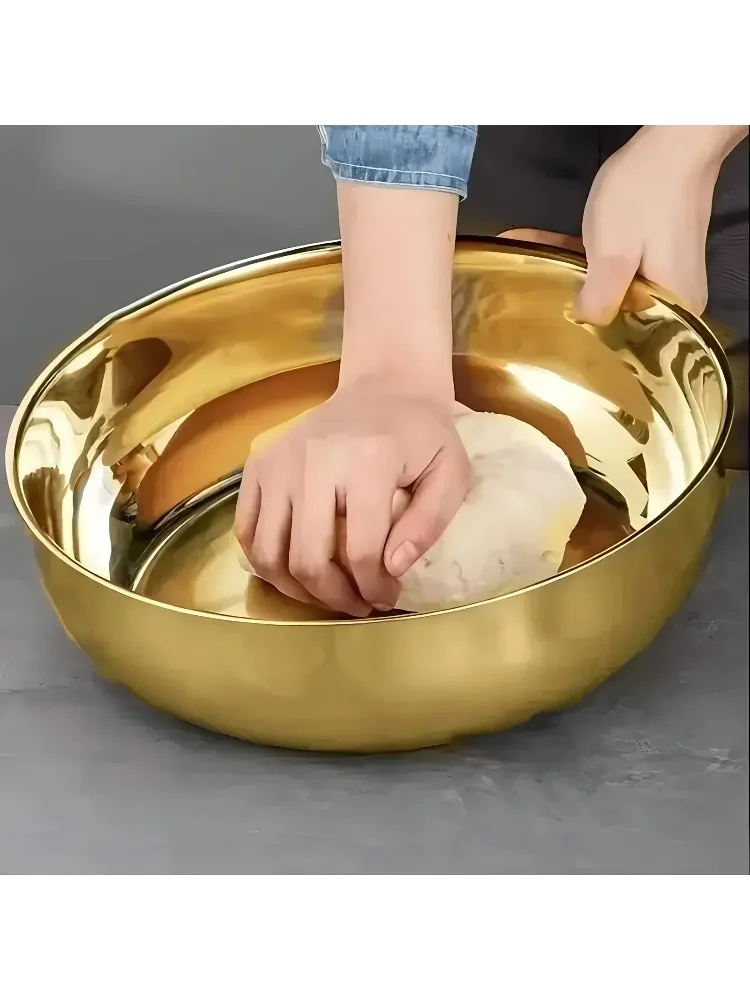 Bol de grande capacité en acier inoxydable, adapté au mélanger la pâte, nettoyer les légumes, mélanger les salades, facile à nettoyer