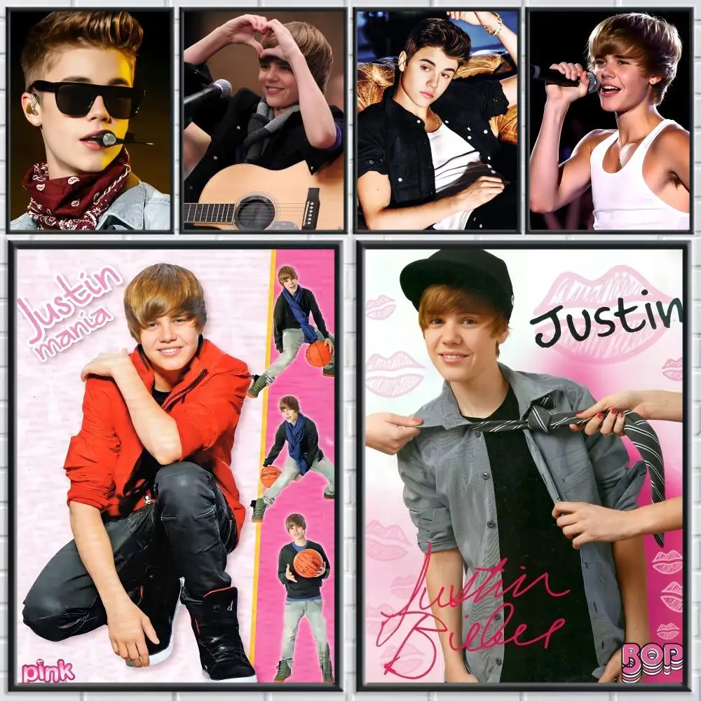 

J-Justin Bieber Singer Poster Home Living Bed Room Bar Hallway Sticky Wall Art Printing Waterproof Aesthetic Decor