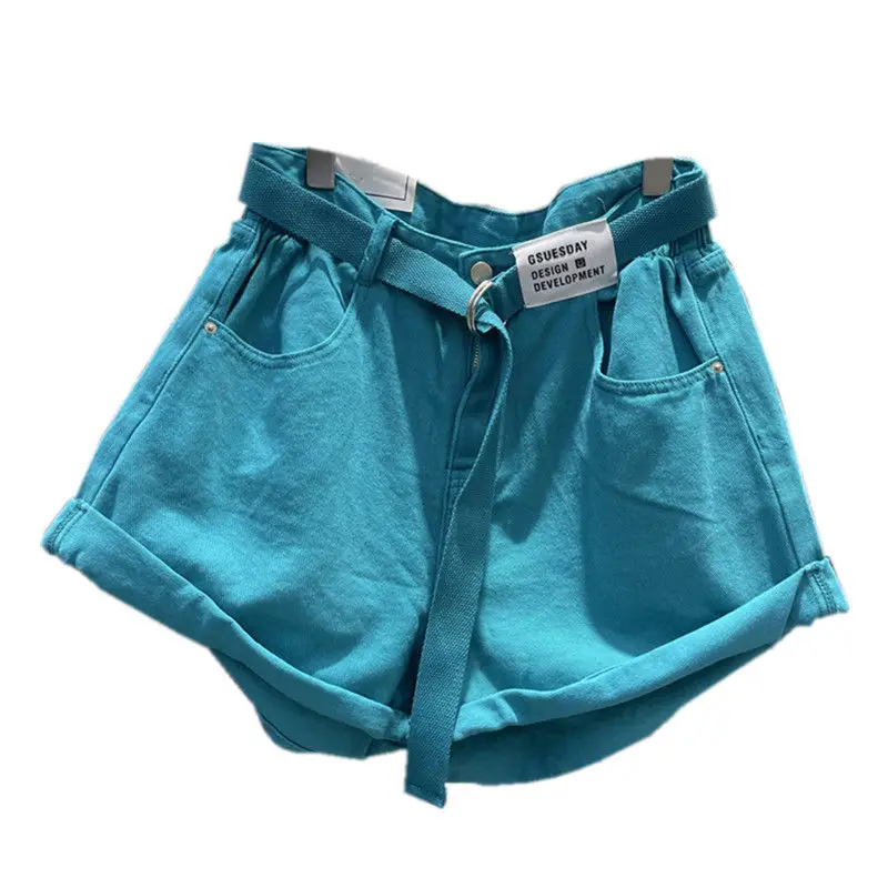 Taille haute cloche Bot Denim orts femme été Faion grande taille Patchwork a-ligne pantalon évasé ourlet classique bleu