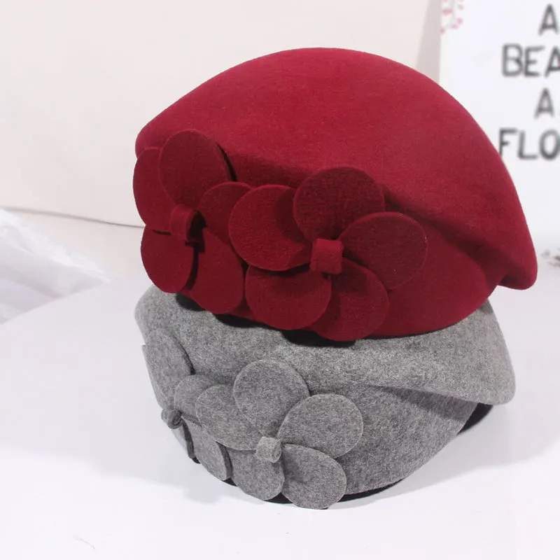 

Новые войлочные береты 2026 года: теплые зимние шапки цвета хаки с цветочным узором, элегантные шляпы художника, модные федоры для дома и вечеринок, высококачественный подарок