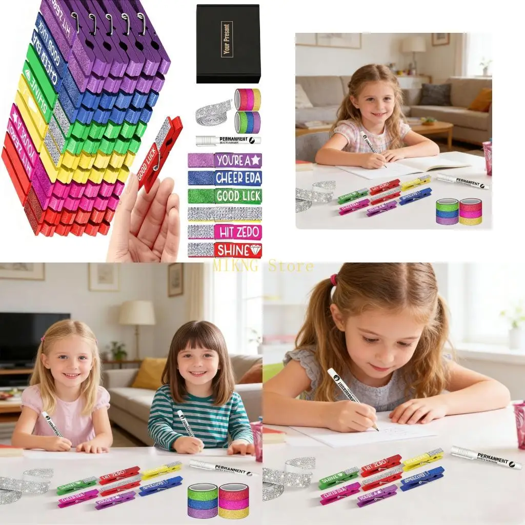60pcs-colored-clothespins-clip-with-glittering-tapes-rhinestones-sticker-for-volleyball-teams-school-craft-project-best-sale