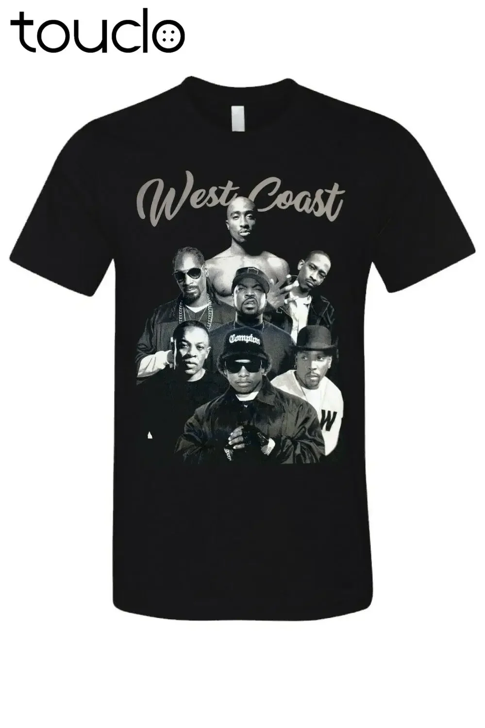 

West Coast Hip Hop Legends 2Pac & Compton Rappers Urban Graphic T-Shirt New Blk unisex