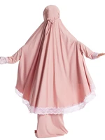 Robe Hijab musulmane pour enfants filles, ensemble jupe Khimar pour Ramadan, vêtement de prière aérien Eid, Burqa Abaya, Robe caftan à capuche 3