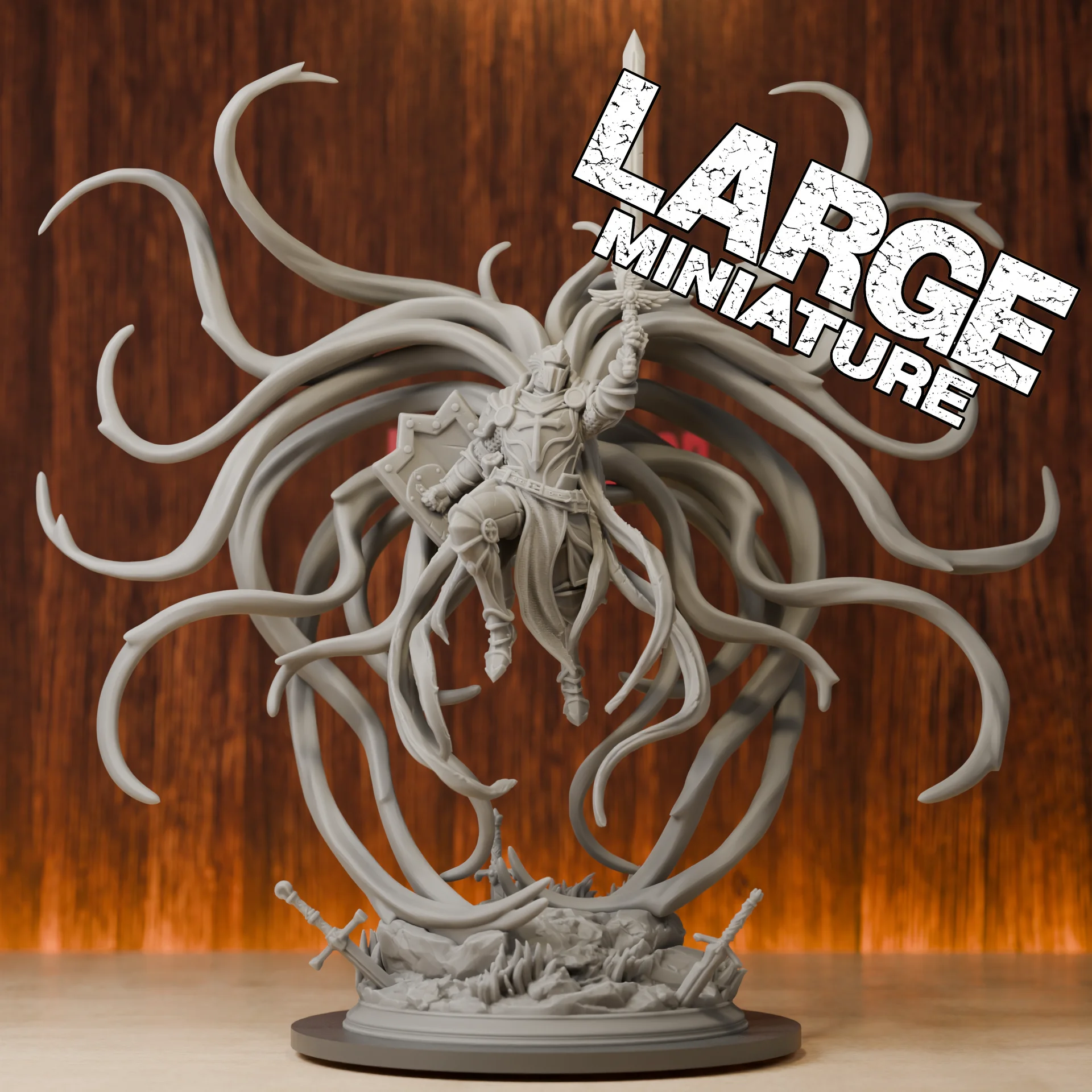 Ascendant Angel of Justice Miniatures | 28mm-38mm | Resin 3D Printed DND Pathfinder Mini | Unpainted Grey