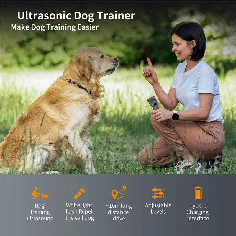 FULL-N30 Repelente ultrassônico para cães Dispositivos dissuasores de casca Recarregável Multifuncional Anti-Ruído Anti-Parque Treinador de cães de estimação