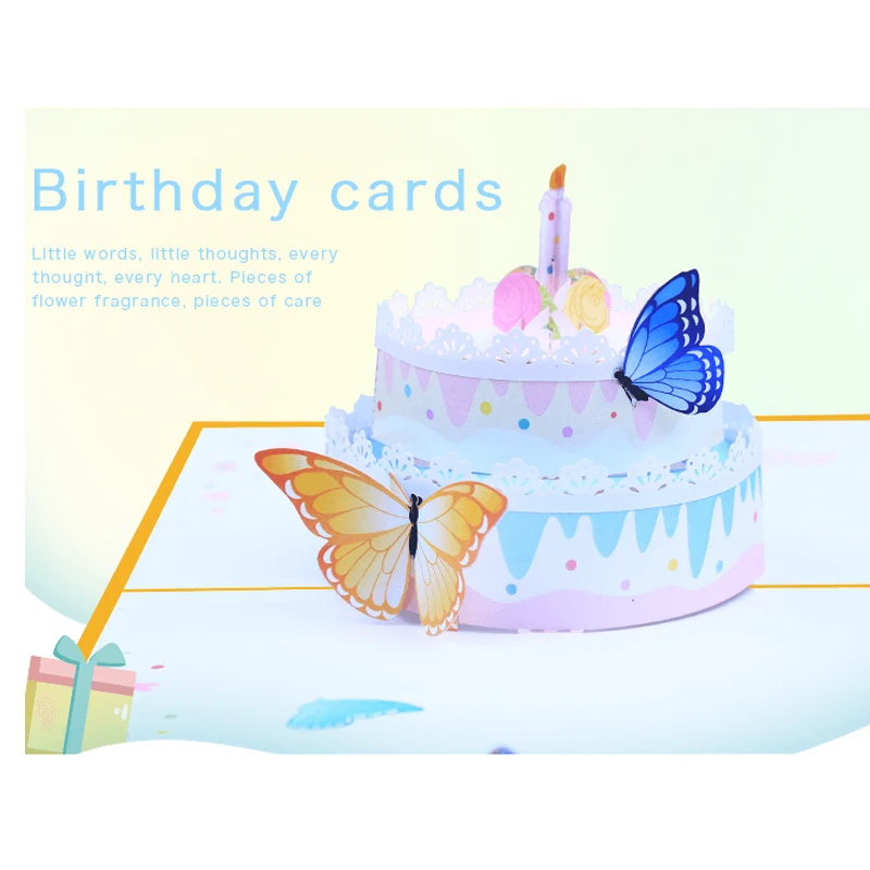 3D Pop Up Birthday Greeting Card, Candy, Cake, Kids, Girlfriend, Wife, Cartoon, Butterfly, Candle, Birthday Invitation, Gifts image 2