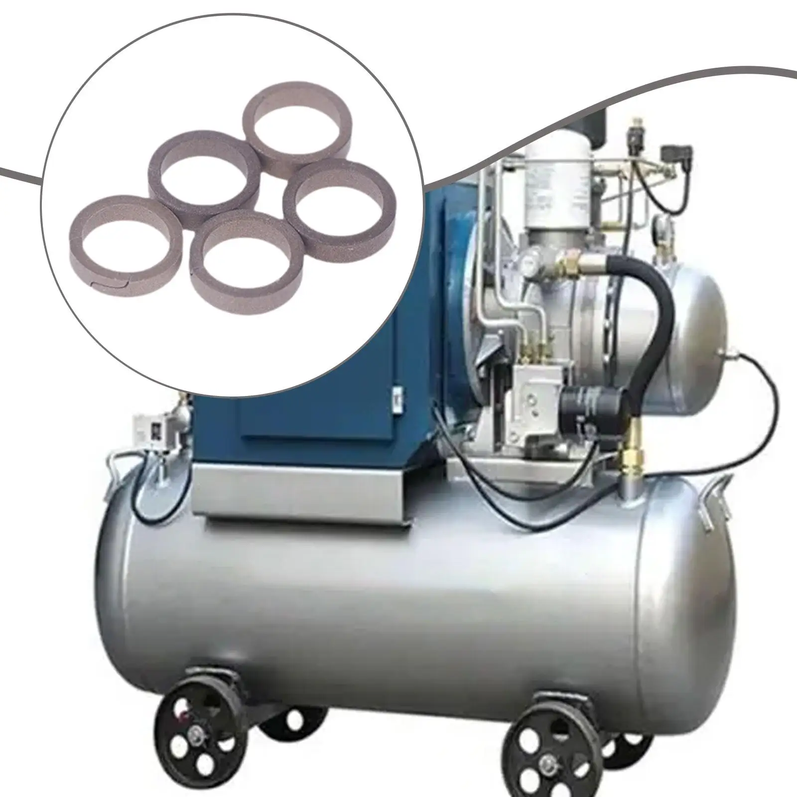 5 Pieces Air Compressor Piston Ring High Performance Professional Repair Parts Easy to Install Supplies Accessories Gray Sturdy