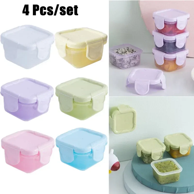 4 Pcs/Set BPA Free Baby Food Storage Containers Fruit Milk Powder Container Kids Snack Box Portable Food Freezer Fresh Cup 60ml