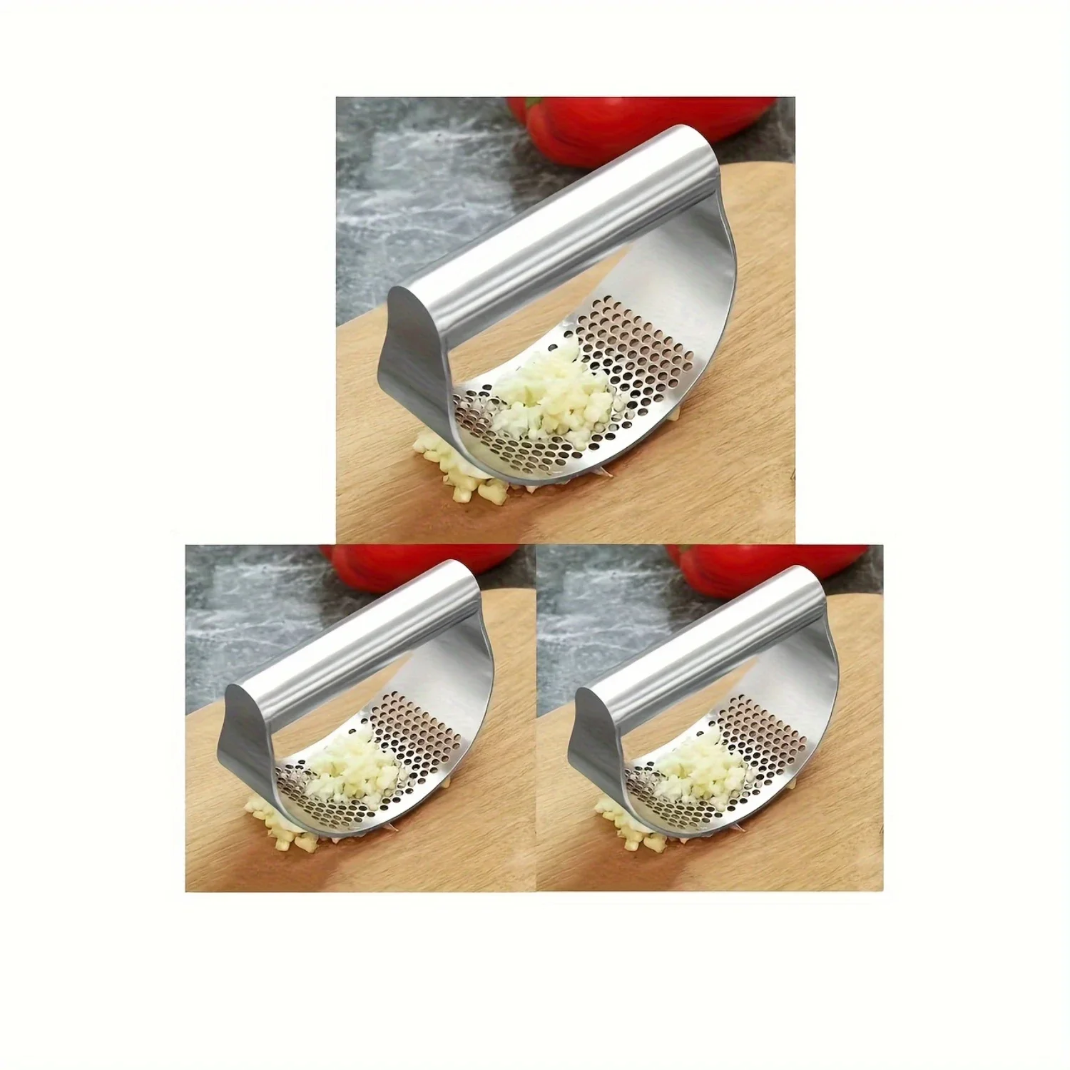 

3-Pack Stainless Steel Garlic Press, Kitchen Garlic Mincer and Crusher, Easy-to-Clean Garlic Chopper Kitchen Gadget Food chopper