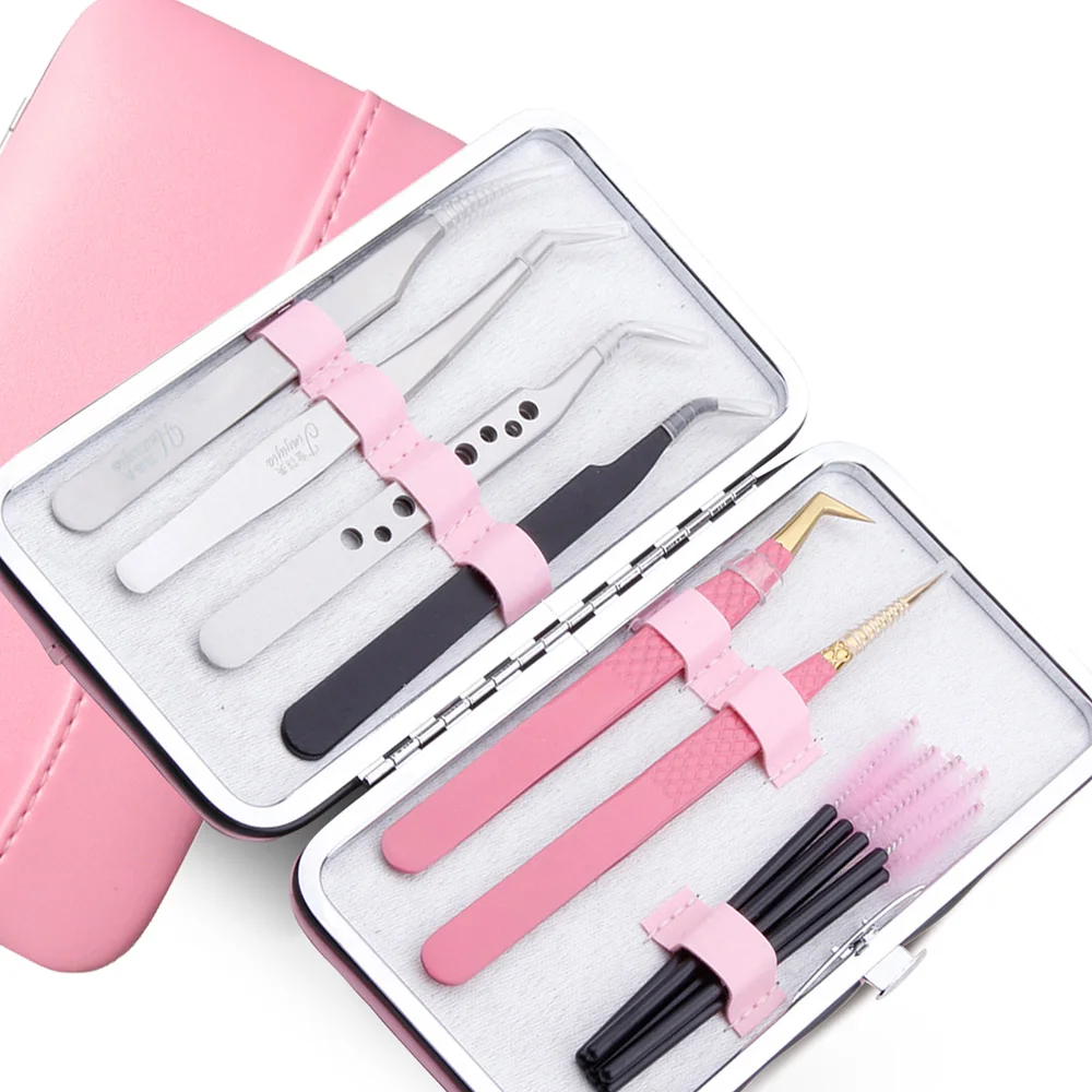 Yelix Tweezers Holder Eyelash Extension Set Tweezer Bag PU Leather Eyelash Storage Case Extension Tools