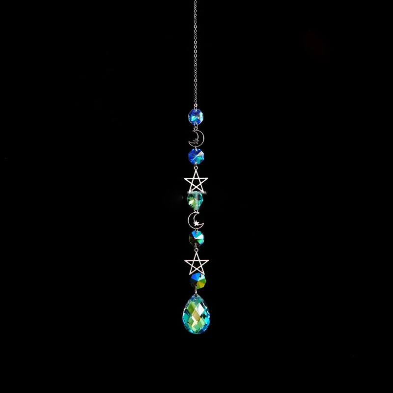 Hanging Crystal Pendant Crystal Sun Catchers Garden Suncatcher Wind Chimes Rainbow Prism Crystal Chain For Window Decor