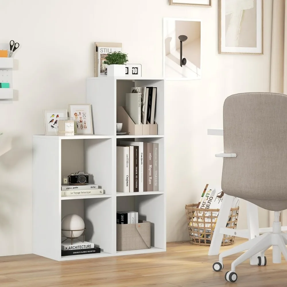 خزانة كتب مكعبة قائمة بذاتها مكونة من 4 طبقات مع أرفف مفتوحة وميزات مضادة للسقوط