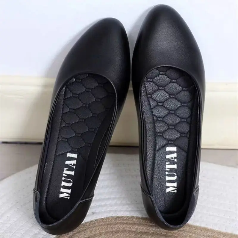 Wedge Heel Pointed Toe Low Elegant Black Shoes For Women 2024 Ladies Summer Footwear Dress Comfortable Price With Discount