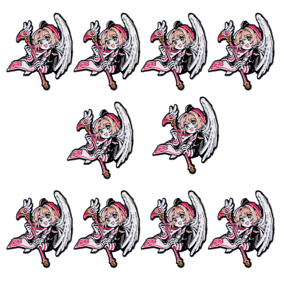 

10PCS Anime Enamel Pin Manga Cat Badge On Backpack Lapel Pins Cartoon Girls Brooches for Jackets Cosplay Accessories