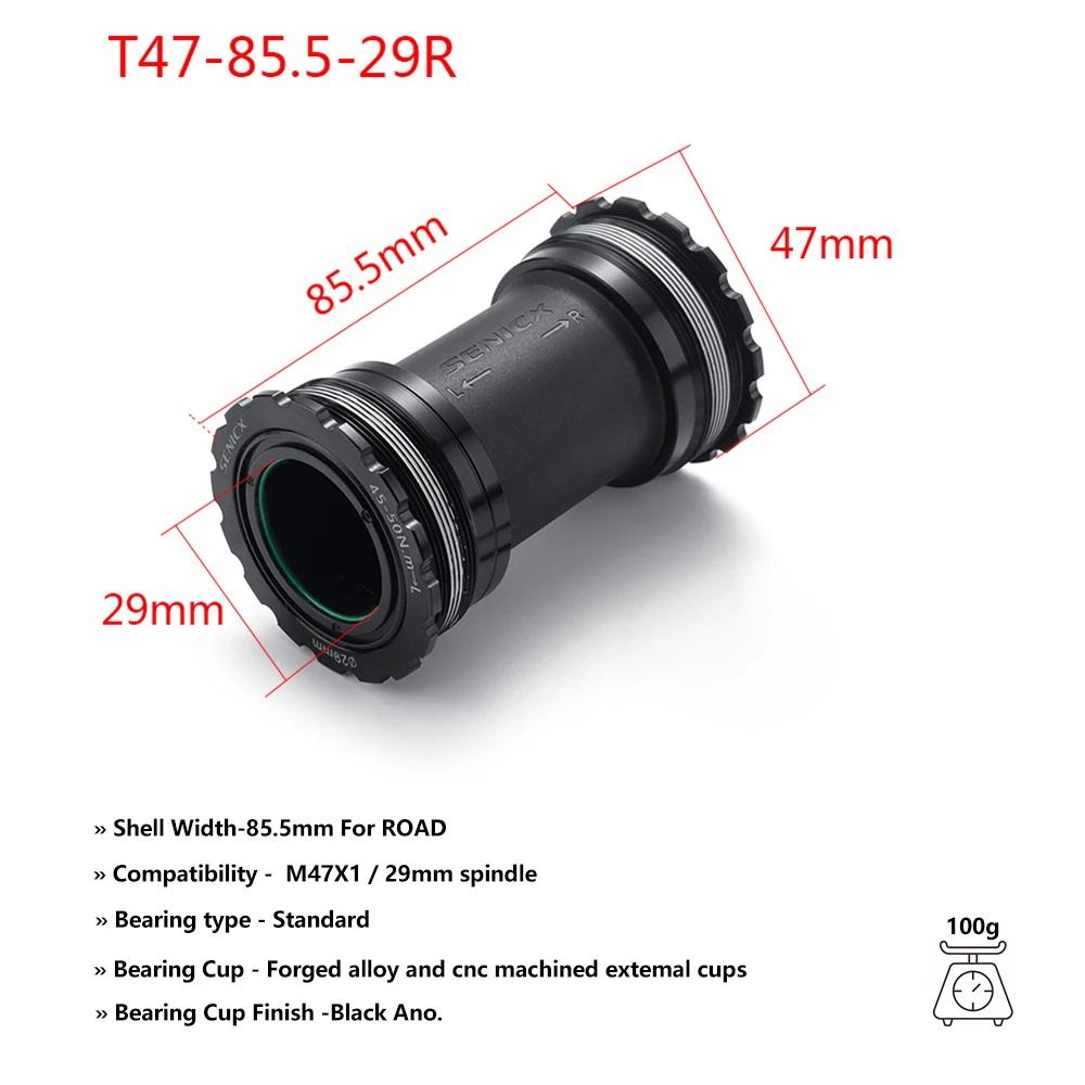 Hochleistungs-T47-Gewinde-Innenlager – 68/77/85,5 mm für 24-mm- und DUB-Achsen, Keramik-/Stahllager, geschmeidig für Rennräder