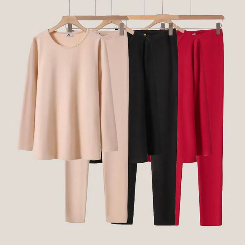 150Kg Plus Size Women's Bust 150 Winter Loose German Velvet Thermal Underwear Two-Piece Set 5XL 6XL 7XL 8XL 9XL 3-Color