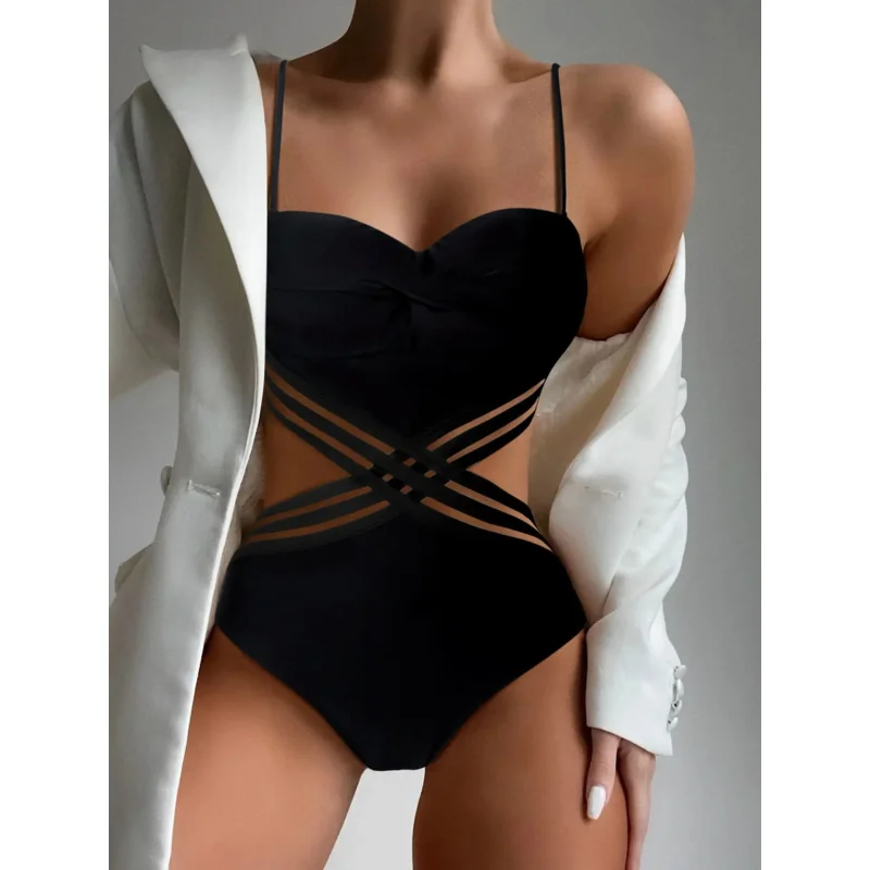 2023 Push Up Swimsuit One Piece Sexy Monokini Solid Swimwear Women Bathers Bathing Swimming Swim Suit Female Summer Beachwear