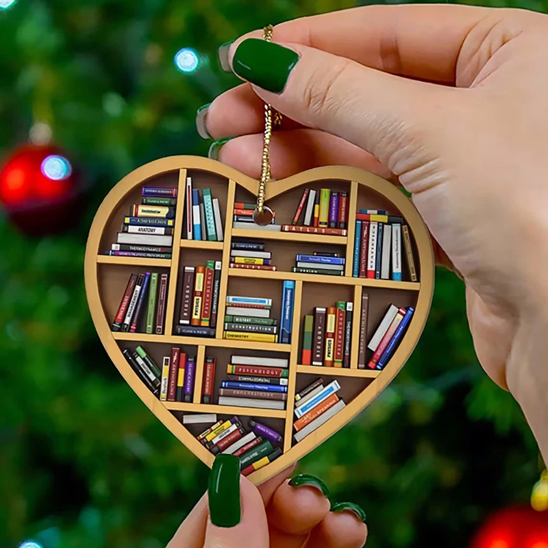 Reading Ornament Book Lovers Heart Librarian Ornament Christmas Gift  for Her Librarian Book Ornament