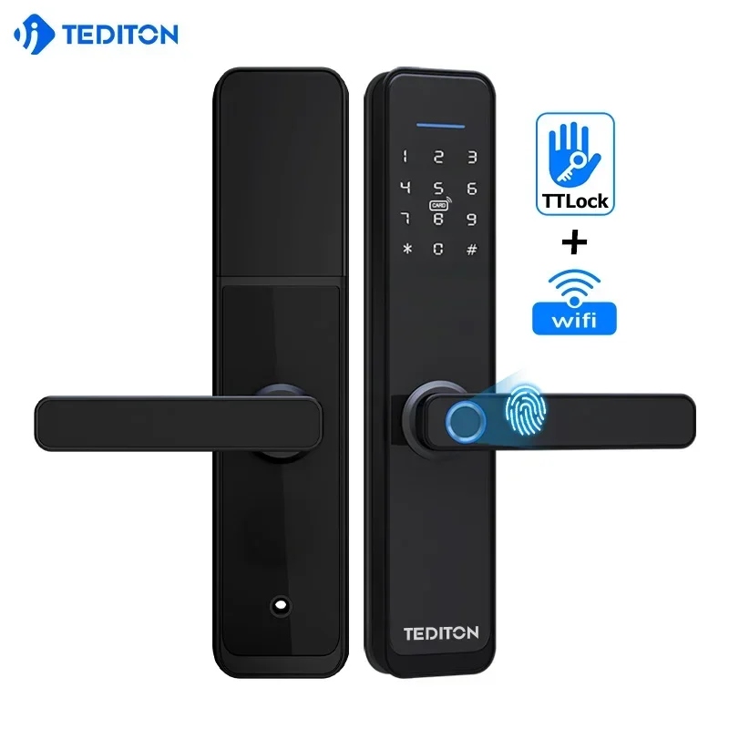 

005Tuya aluminum handle fingerprint cerradura inteligente electric security locks safety digital smart wifi door lock ttlock