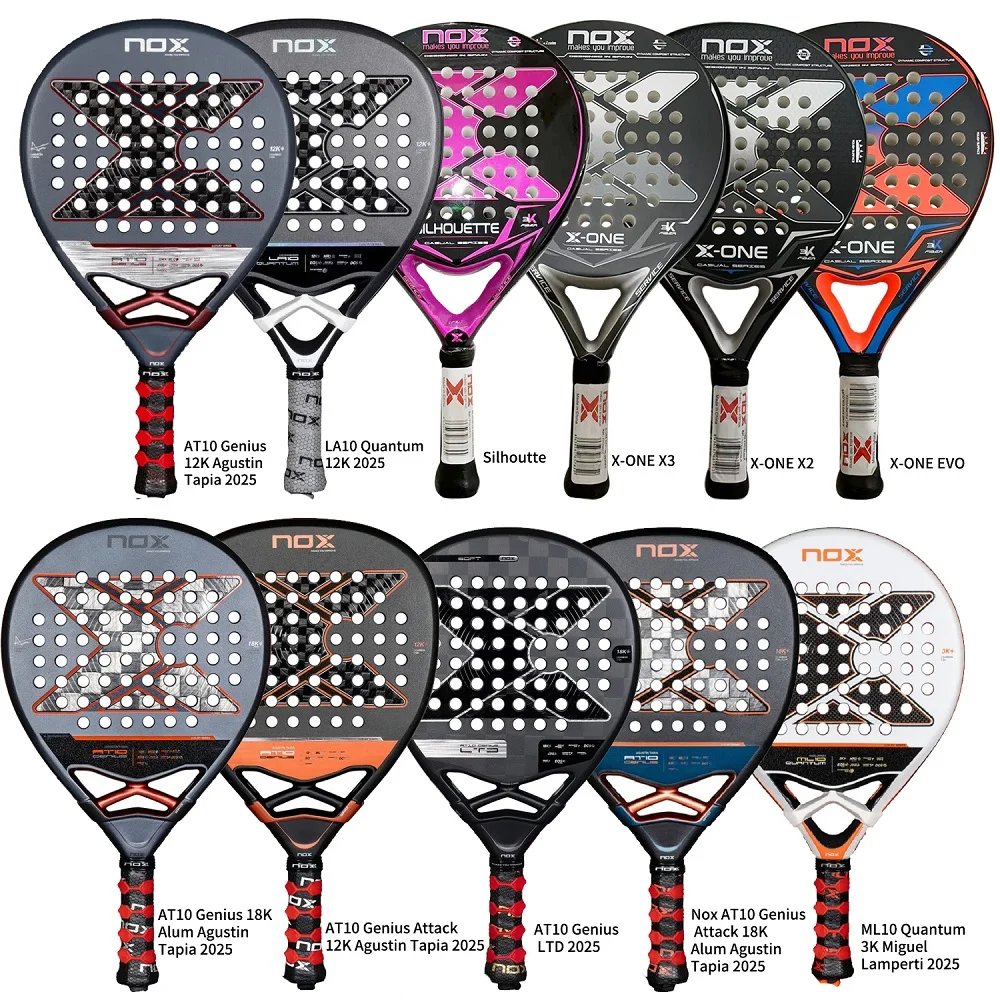 Raqueta de Tenis NOX X-ONE de Fibra de Carbono, Núcleo Redondo para Principiantes, Raqueta Sem Capa Saco, 3K 12K 18K