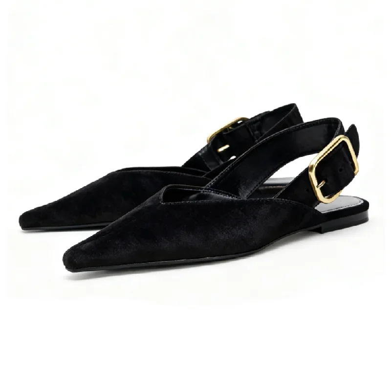 

Luxury Designer Flats for Women Fashion Metal Buckle Back Strap Design Faux Suede Loafers Comfortable Outdoor Casual Shoe Ladies
