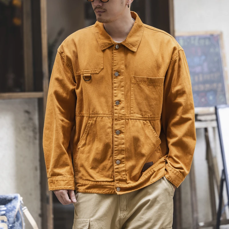 

American Style Retro Cotton Jacket Men's Loose Trendy Spring Autumn New Fashionable Workwear Jacket Male Regular Length