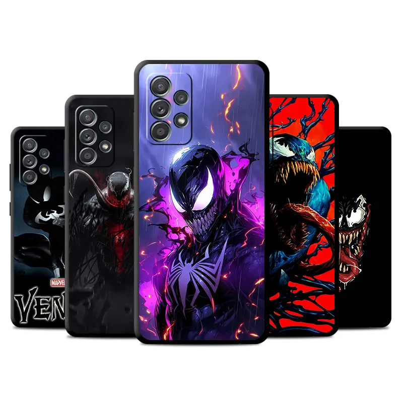 Case For Samsung Galaxy A52 A53 A12 A13 4G A54 5G A32 A51 A71 A23 A33 A21S A31 Black Shell Phone Cover Venom Marvel Hero Bumper