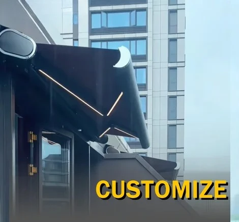 Any Size Custom Motorized Retractable Awning Remote Control Full Cassette Aluminum Waterproof Acrylic Fabric Patio Sunshade Outd