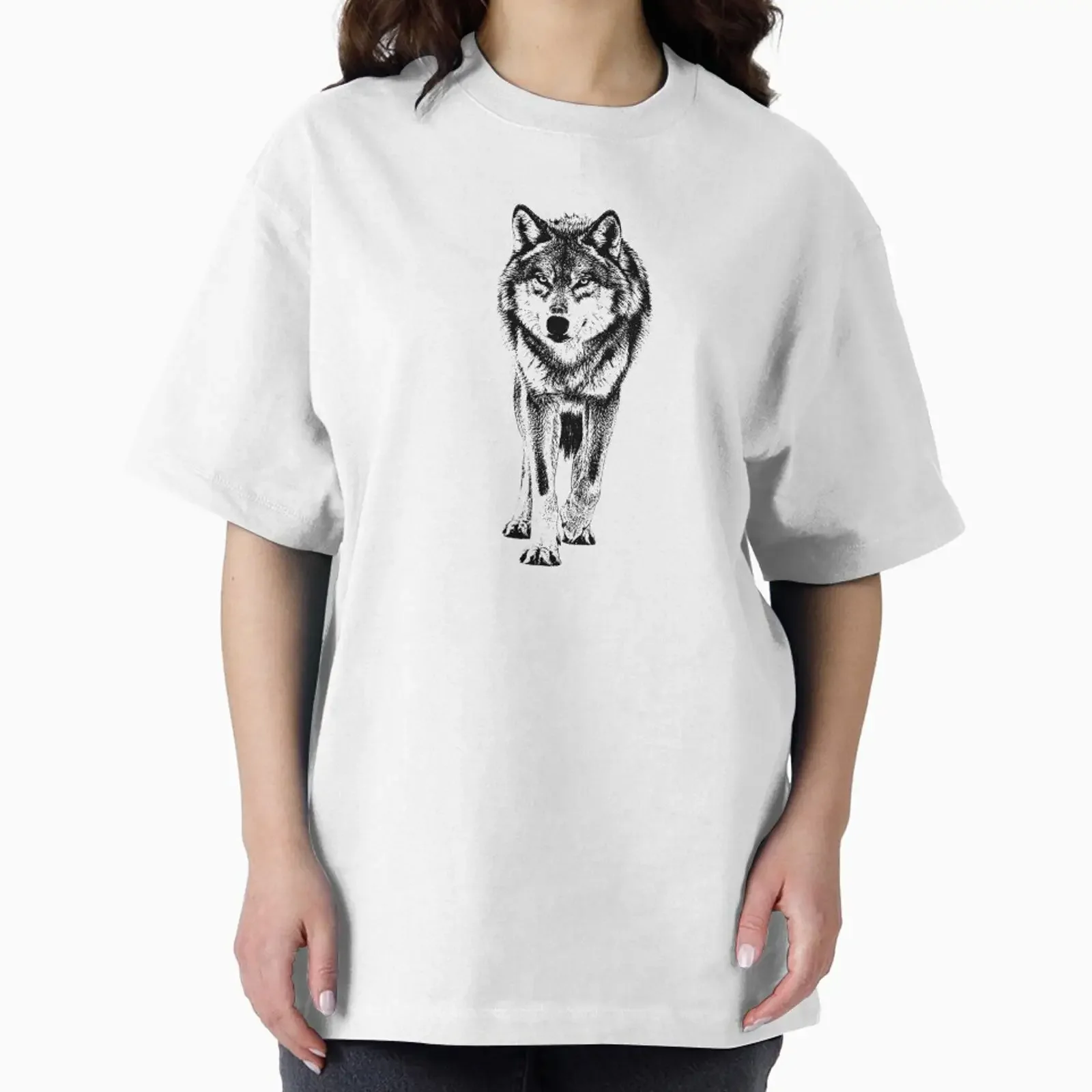 Wolf Vintage Wildlife Engraving designed and sold by RPrintPulse vintage Washed Breathable Soft Stylish fashion Stretched homme