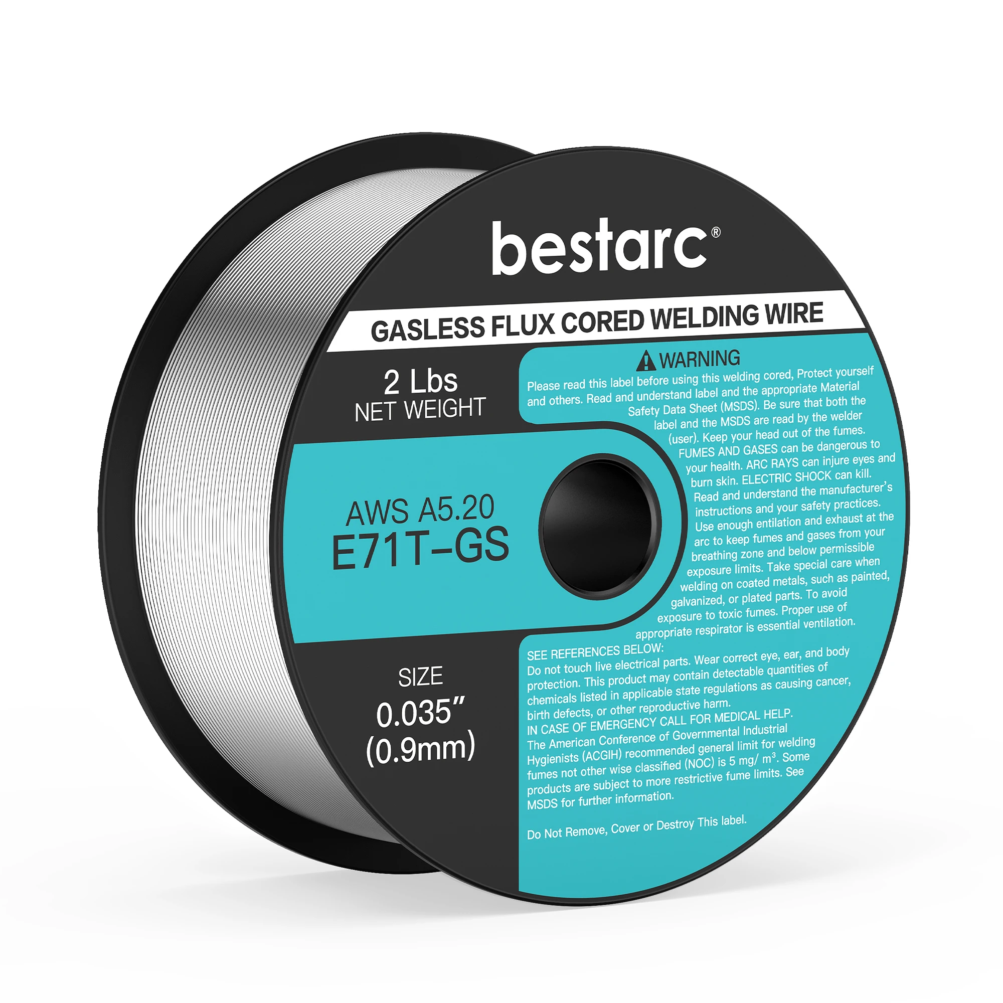 bestarc Flux Core Welding Wire, 0.035” E71T-GS Gasless MIG Wire, Mild Steel MIG Welding Wire with Low Splatter, 2-Pound Spool