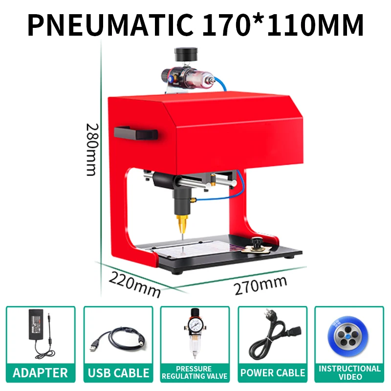 

Desktop Marking Machine 170*110mm Pneumatic Marking Machine Metal Electric Sign Machine Frame Nameplate Printer