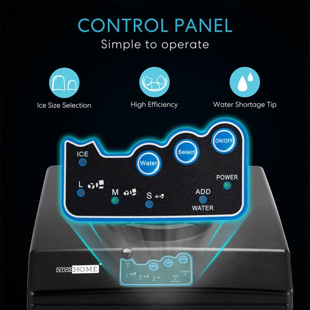 Automat do lodu 2 w 1 na blat, wyprodukowujący 48 funtów lodu dziennie, z dozownikiem wody.