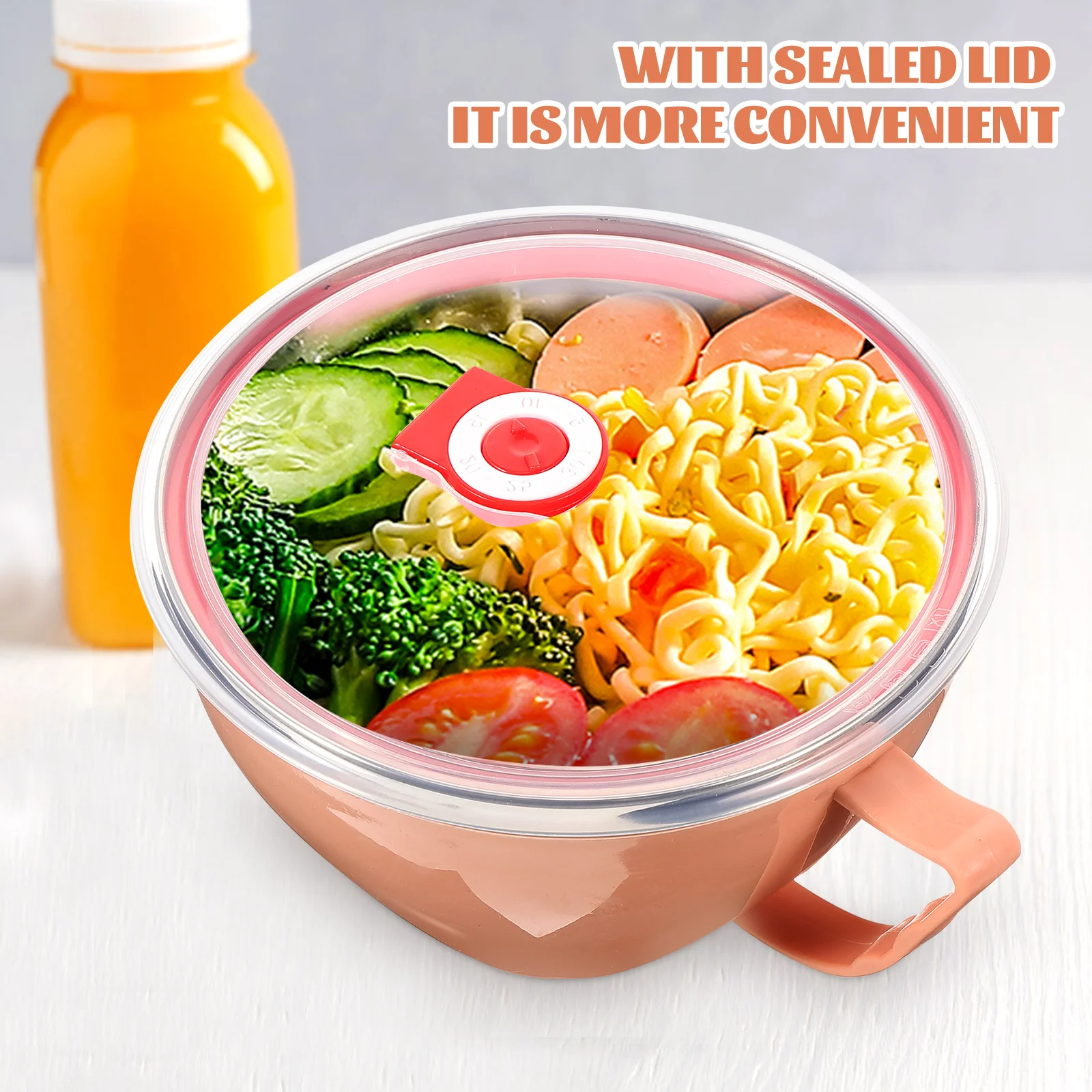 

Stainless Steel Noodle Bowl Soup Container Lid Insulated Food Bowls Lunch Storage Handle Heat Resistant Pp Plastic