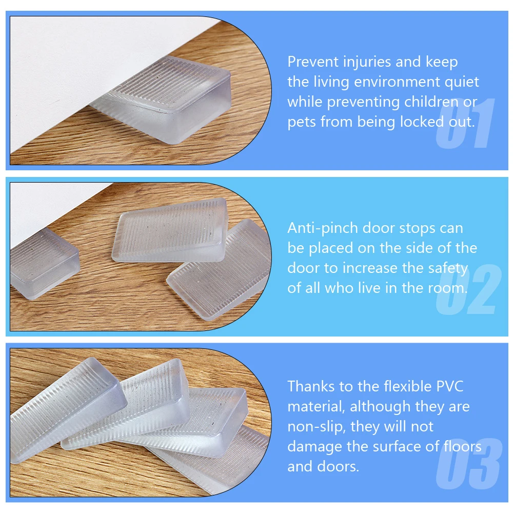 

16pcs Pvc Door Wedge Stopper Furniture Leveling Shims Grooved Non-Slip Strong Durable Home Improvement Spacer Clear Nail-Free