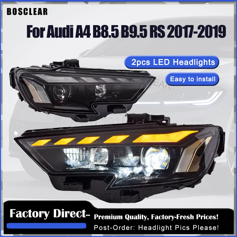 

Светодиодные фары в сборе для Audi A4 A4 B8.5 B9.5 RS 2017-2020 Фара Plug and Play со светодиодной линзой динамического поворотного проектора DRL