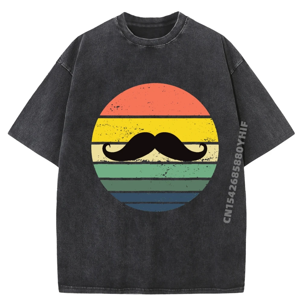 

Funny Sunset Mustache Street Wear T Shirt Youth Oversized T Shirt Men Tops Street Washed Shirt Hip Hop