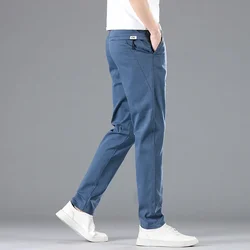 New Spring Summer Cotton Pants for Men Business Slim Straight Classic Work Cargo Stretch Casual Trousers Male Clothes