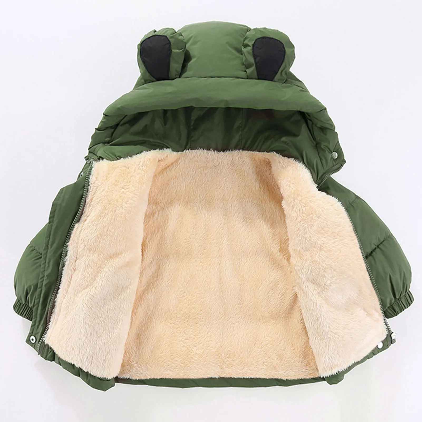 Toddler Kids Down Cotton Coat,Ear Hood Warm Fleece Boys Puffer Jacket,Children's Winter Outerwear,Infant Girls Quilted Outfits