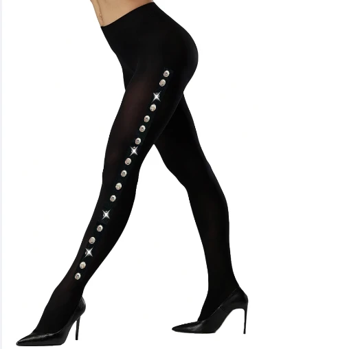 

Autumn Side Shining Black Pantyhose Velvet Warm Leggings Rhinestone Line Bodystockings Sexy Lingerie New Women Tights Unique