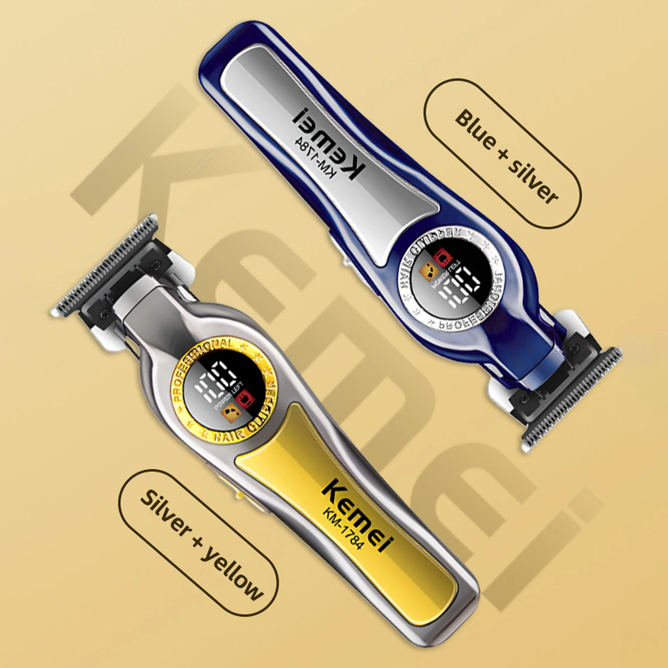 Kemei KM-1784 مشابك شعر كهربائية للرجل المهنية اللاسلكية آلة قطع الشعر أداة تهذيب اللحية الحلاق القاطع قابلة للشحن