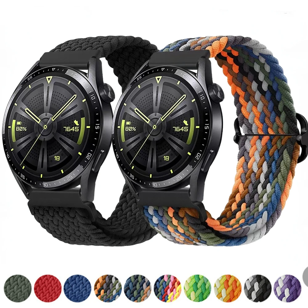 22mm Nylon Loop Strap for Samsung Watch 46mm/Gear S3/3/4/5/Huawei Watch GT/2/3/Pro Braided Replacement Bracelet for Amazfit GTR