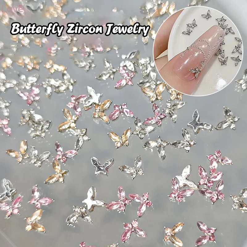 [L&P] 10pcs Bow Knot Glitter Nail Charms Butterflies Assortment Resin 3d Nail Art Decoration Studs Accessories Supplies Women