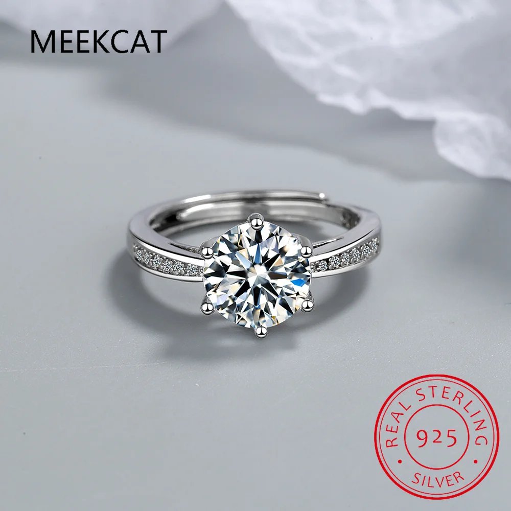 Real 3 Carat Moissanite Ring For Women 925 Sterling Silver Classic 6 Claws Engagement Band Jewelry Romantic Wedding Ring Anillos