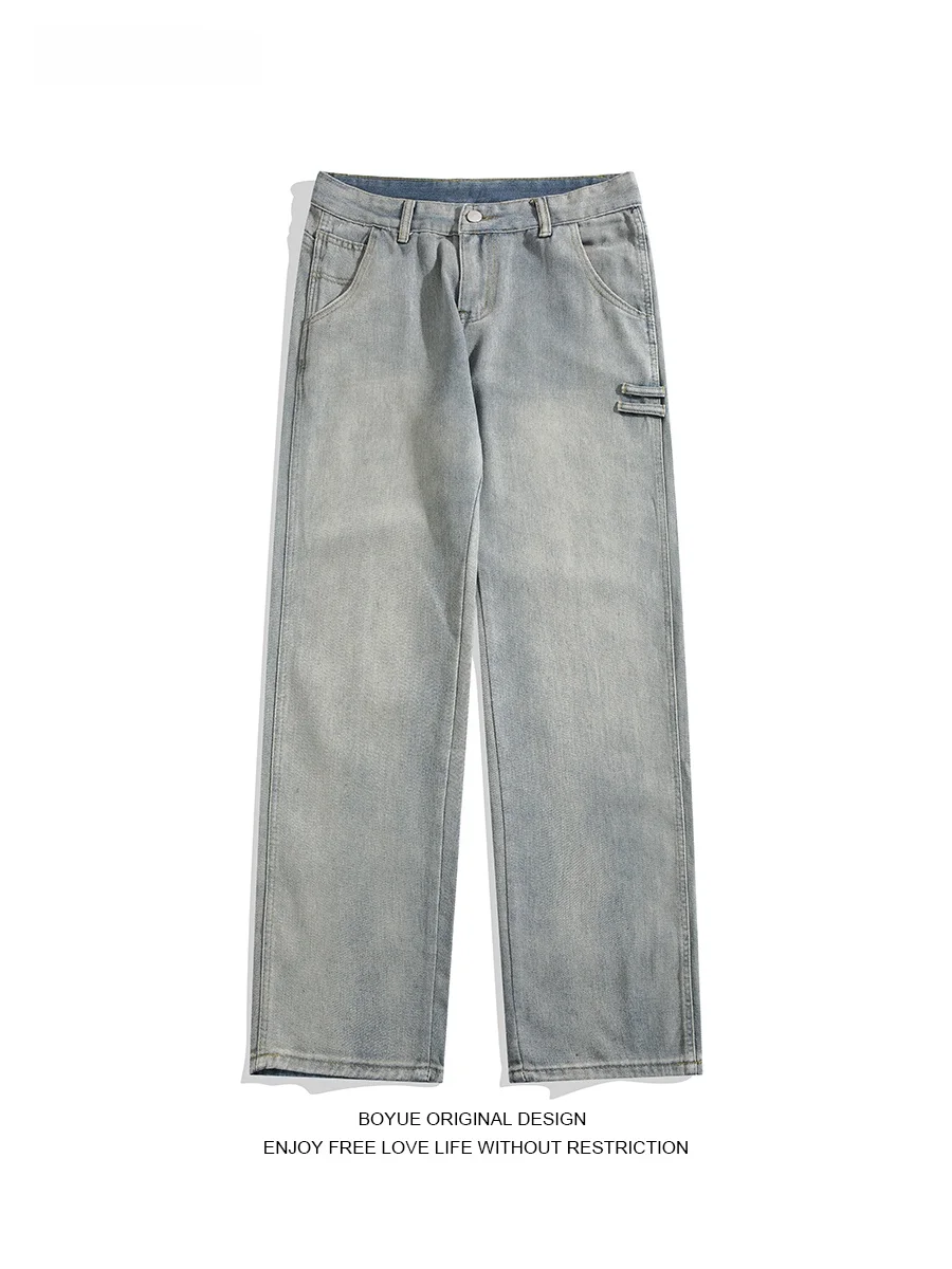 

Boyue Модные джинсы с завышенной талией Прямые джинсы свободного покроя для мальчиков-подростков Весенний сезон Повседневная одежда Прочные джинсовые длинные брюки