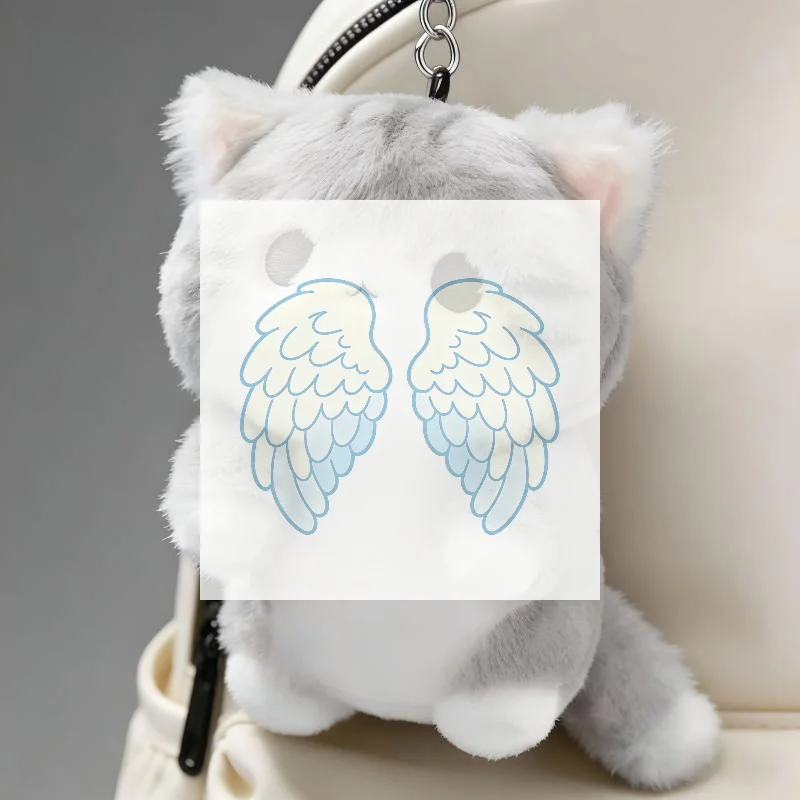 Cute Grey Cat Plush Keychain Soft Fluffy Kawaii Bag Charm for Backpack Decor Graduation Souvenir Gifts