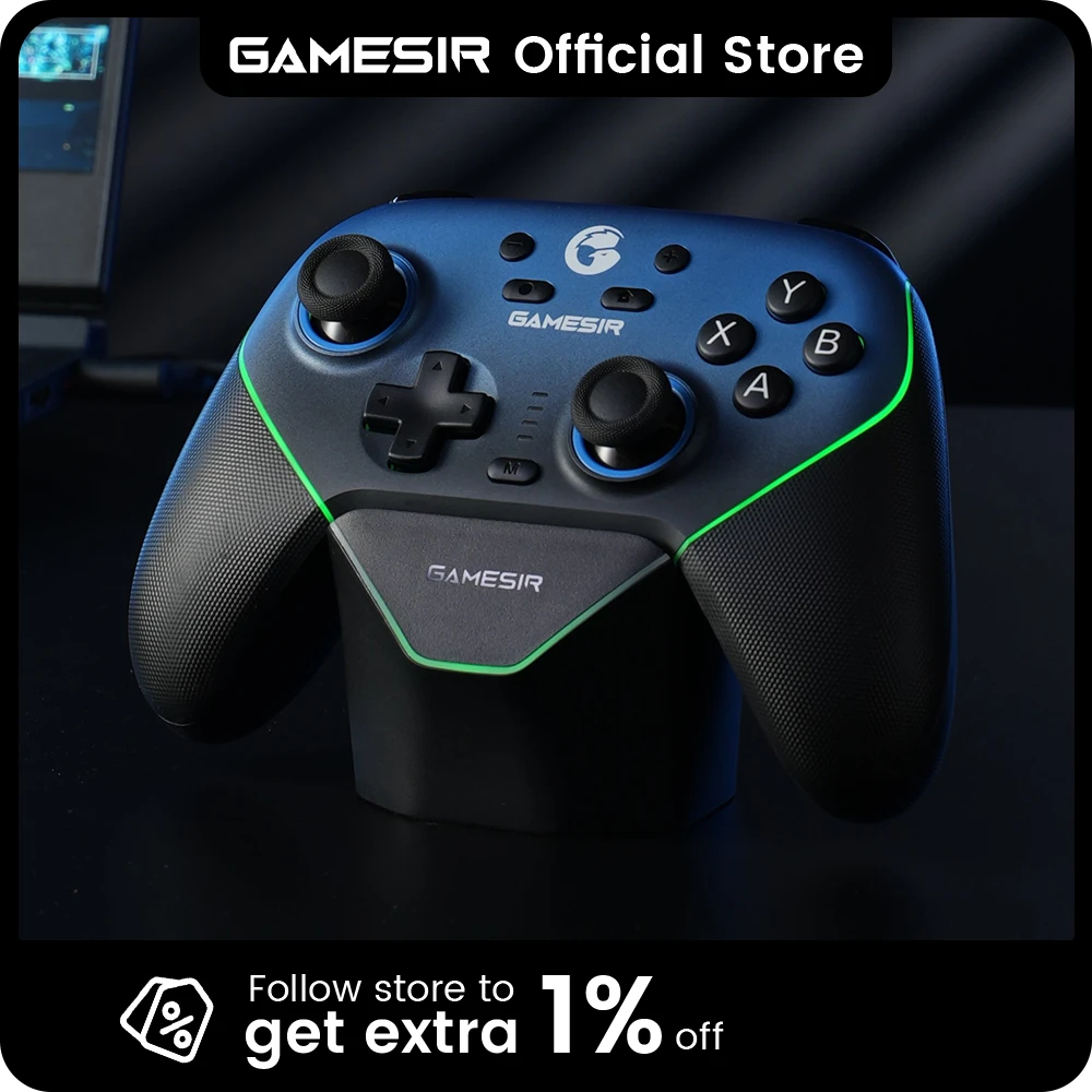 Controle de Jogos Multiplataforma GameSir Super Nova - Bluetooth/Com Fio/Sem Fio 2.4G, RGB, Efeito Hall para Switch/PC/Android/iOS