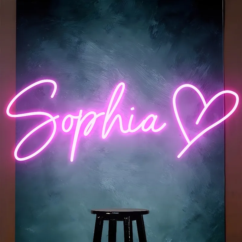 

Персонализированная неоновая вывеска для декора стен, настраиваемый текст, светодиодная подсветка с функцией регулировки яркости, персонализированные рождественские подарки