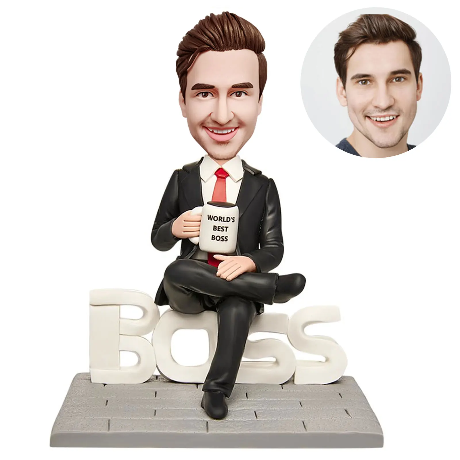 

Custom Figure Birthday Cake Topper Domineering Male Boss World Best Boss Custom Bobblehead With Engraved Text